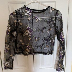 embroidered mesh top